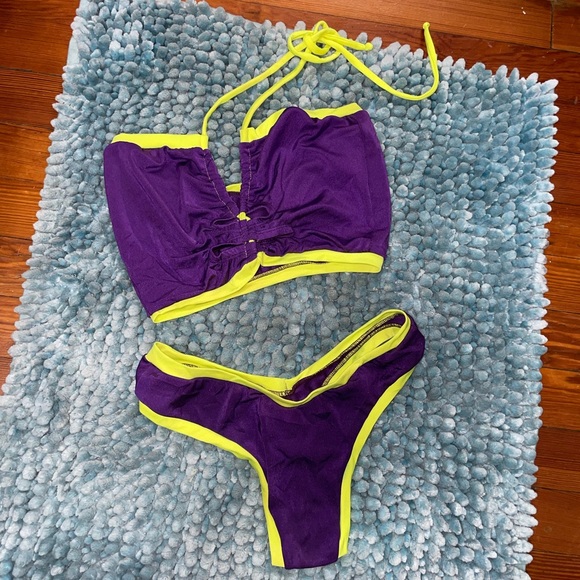 Purple and yellow two piece bikini - Picture 2 of 5